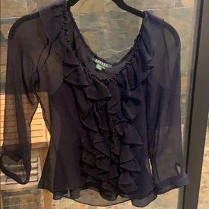 Ralph Lauren Sheer Navy Blouse